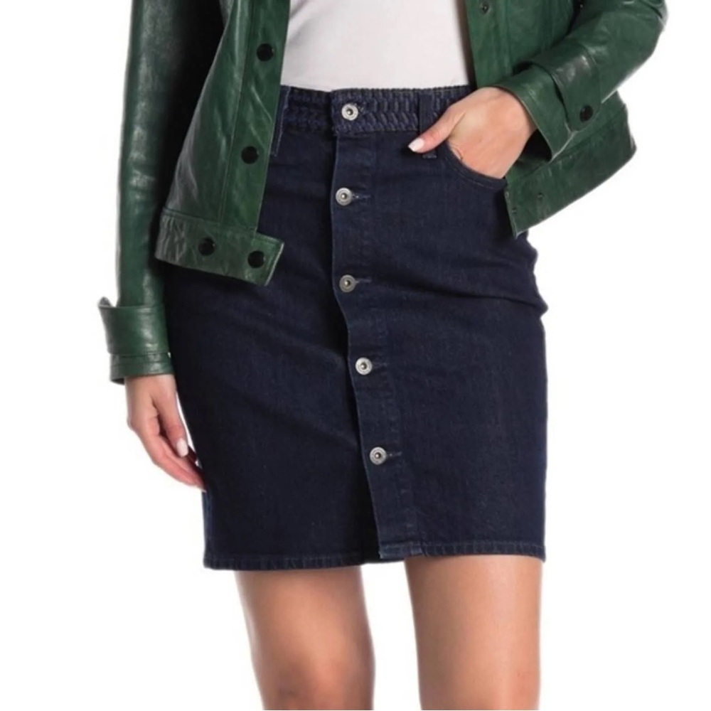 Levi’s French Handloomed Embroidered High Waist Dark Wash Denim Mini Skirt